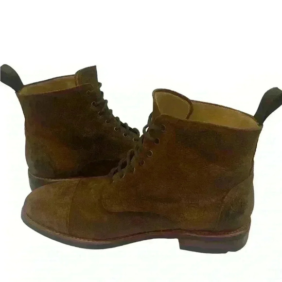 Taft Dragon Men's Rustic Brown Leather Cap Toe Lace Up Ankle Boots  size 8/ 41 - Picture 12 of 16